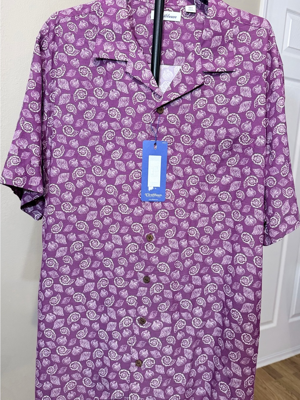 Caribbean Purple Floral Short-Sleeve Button Down Shirt
